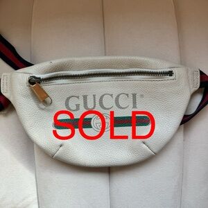 Gucci White Leather Belt Bag
